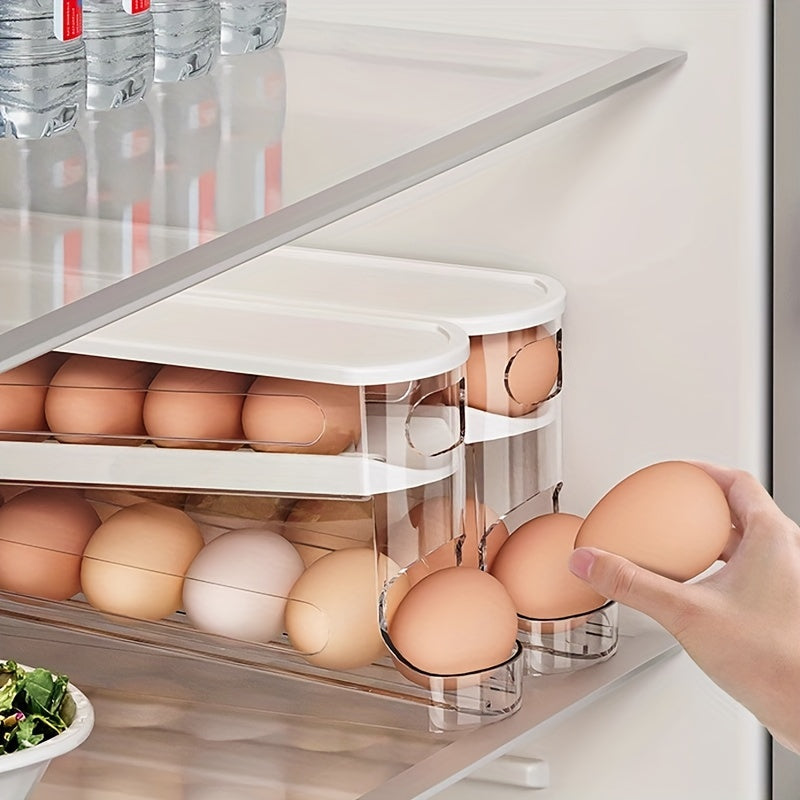 ÉléganceCulinaire Boîte de Rangement à Œufs Double Couche | Organisateur Transparent et Empilable pour Réfrigérateur, Économiseur d'Espace Pratique