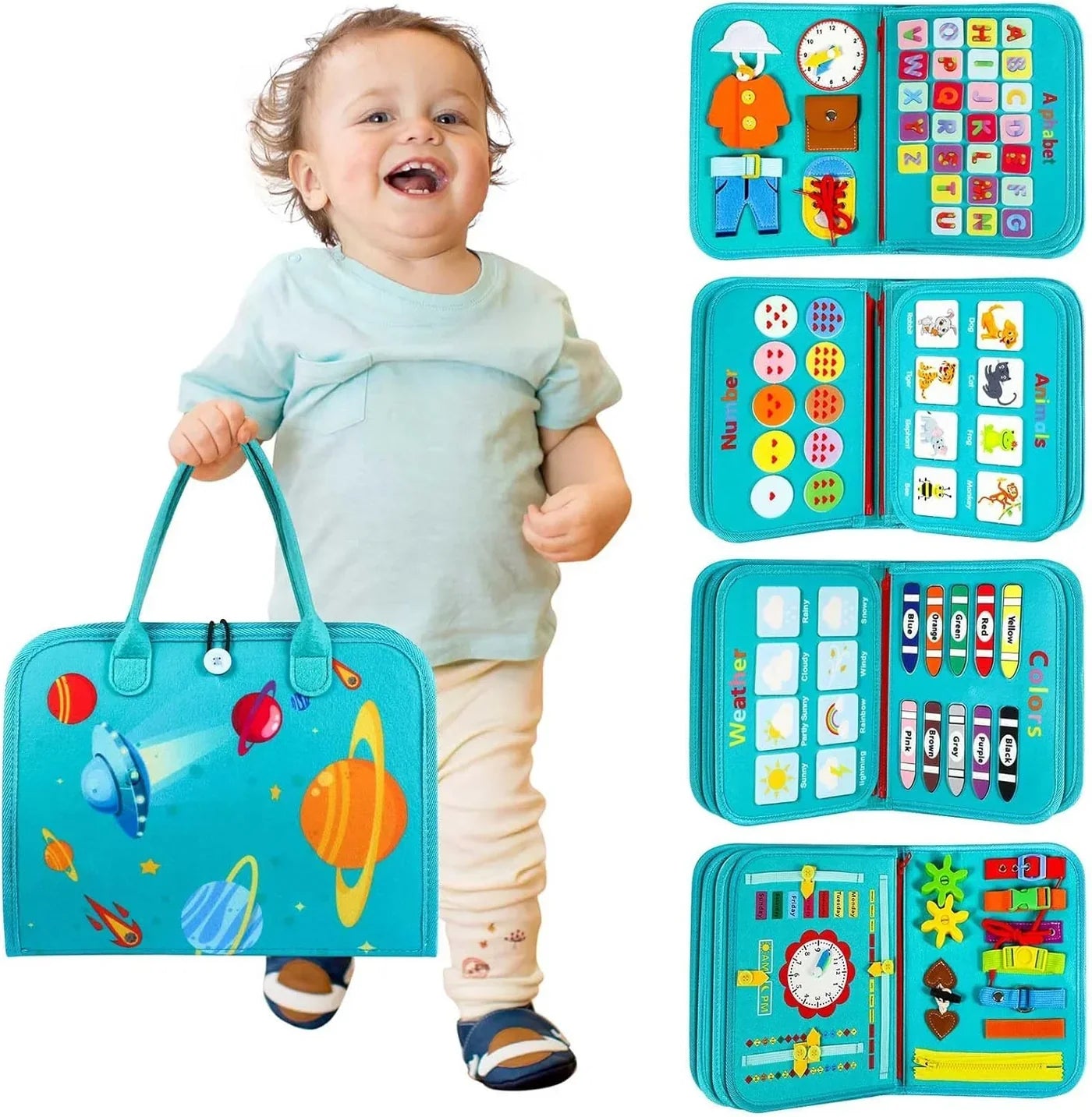 Tableau Montessori pour Tout-Petits – Livre d'Activités Éducatif Sensoriel (2-4 Ans)
