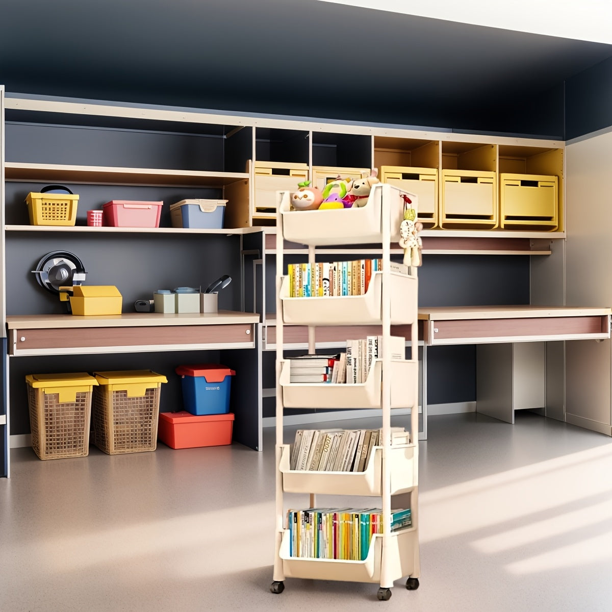Chariot de Rangement Mobile Luxe NobleNest | Organisateur Élégant à 3/4/5 Niveaux pour une Mobilité Sans Effort et une Utilisation Optimale de l'Espace