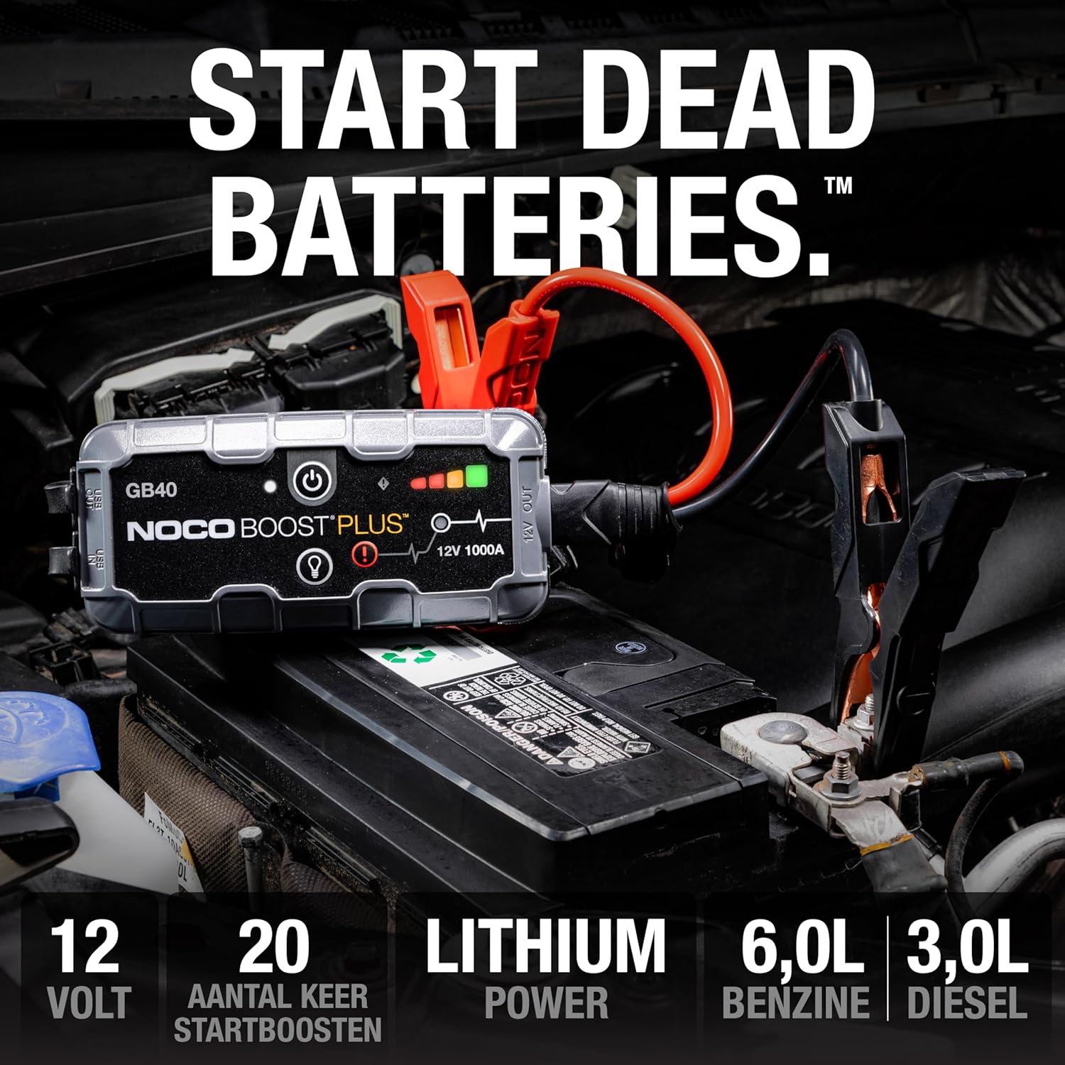 Boost Plus GB40 | Démarreur Portable 1000A pour Voiture – Accumulateur 12V & Powerbank pour Essence et Diesel