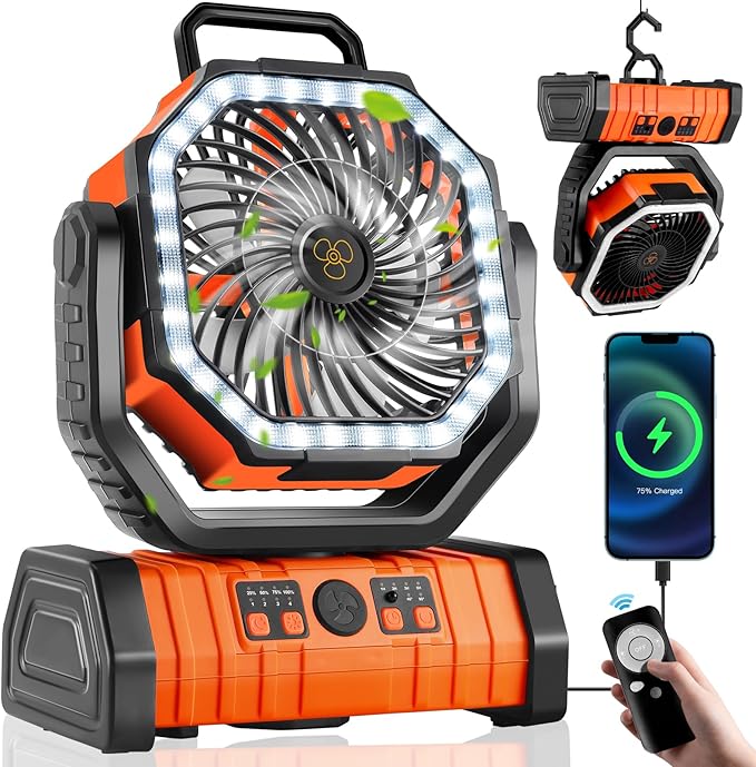 Ventilateur de Camping - 3-en-1 - LED - Sans Fil