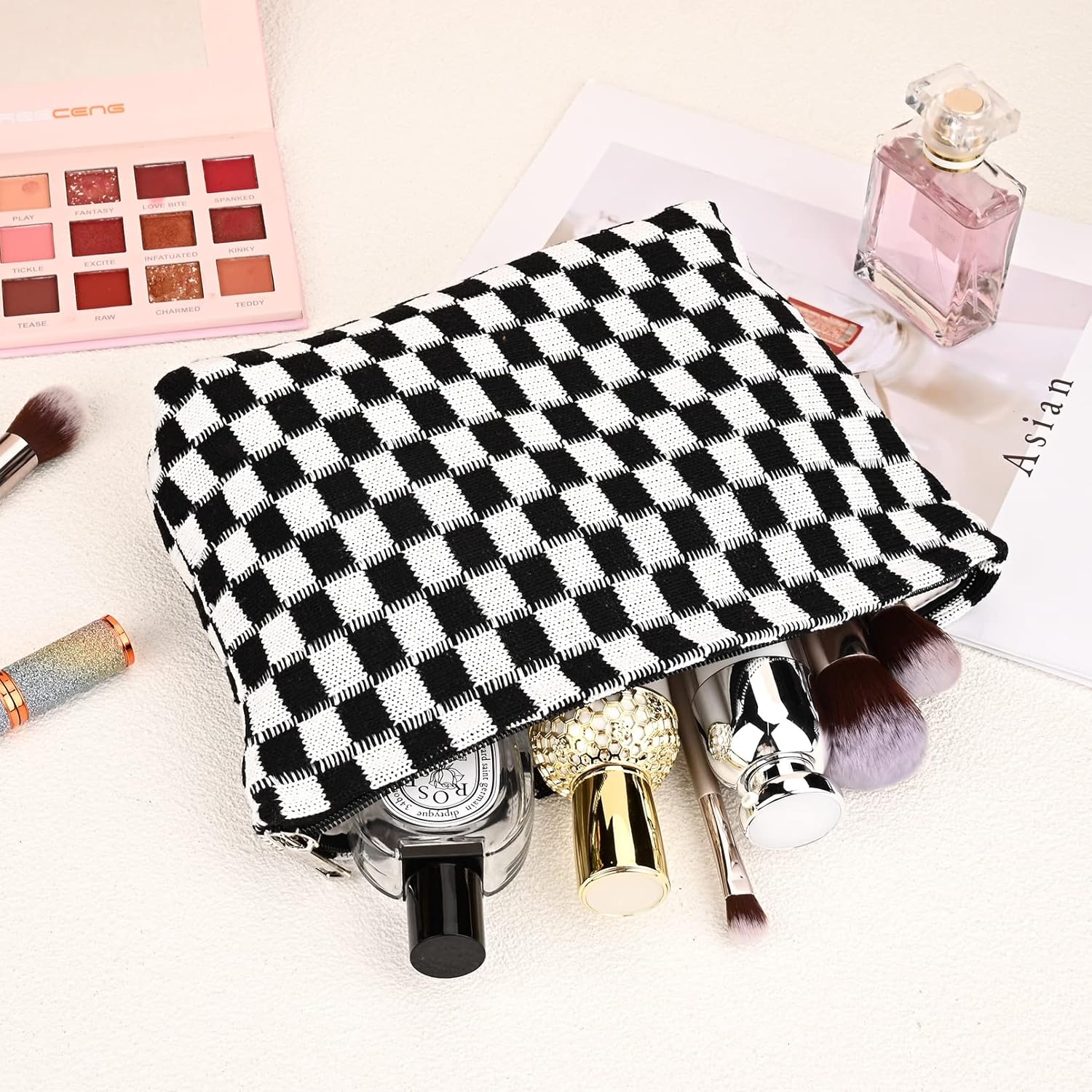 Trousse de Maquillage à Carreaux Indispensable