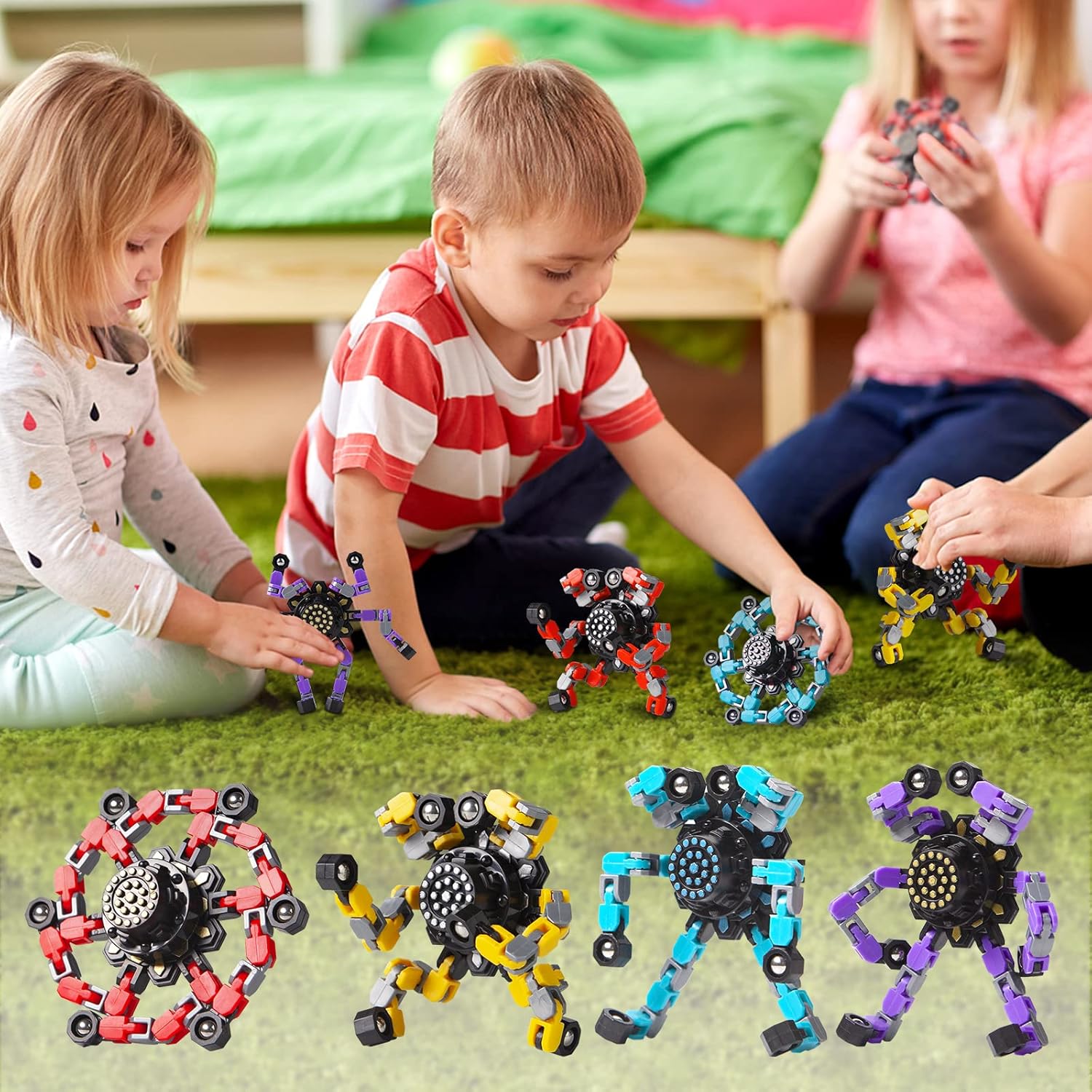Spinner anti-stress déformable pour enfants et adultes – Set de 4