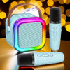 Système de haut-parleur de karaoké portable mini KaraokeLux | Élevez vos soirées à domicile avec des micros sans fil et des lumières disco LED éblouissantes, parfait pour offrir !