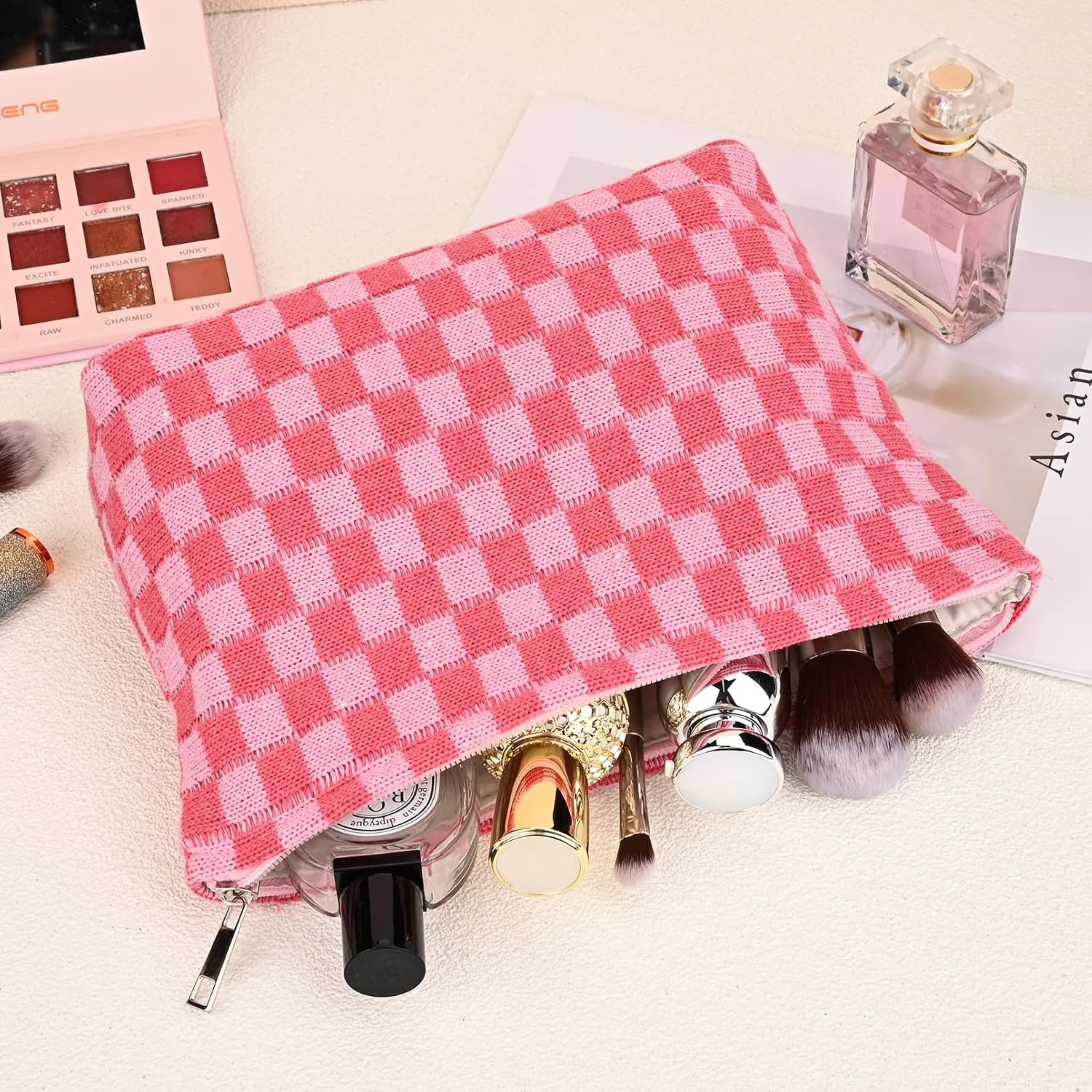 Trousse de Maquillage à Carreaux Indispensable