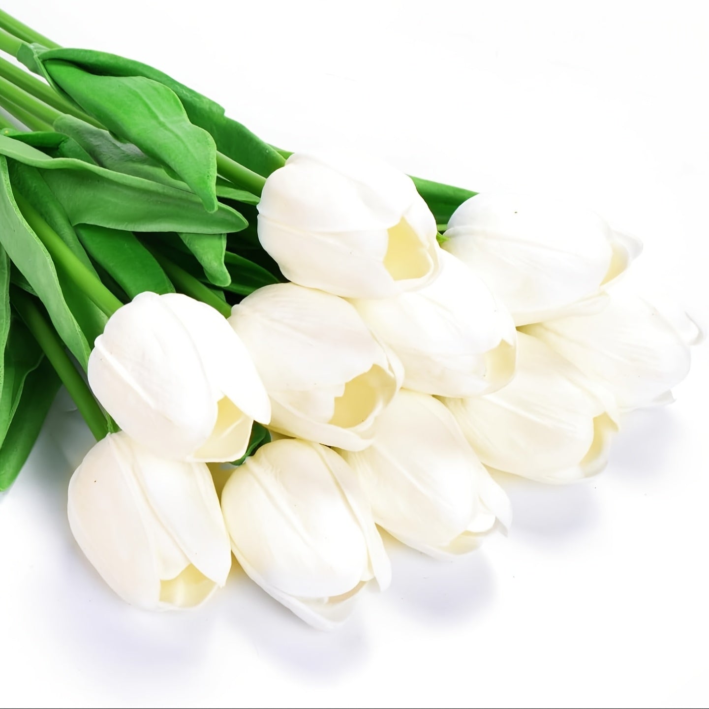 Ensemble de 10 Tulipes Blanches Artificielles – Parfait pour les Mariages, la Photographie et la Décoration Intérieure