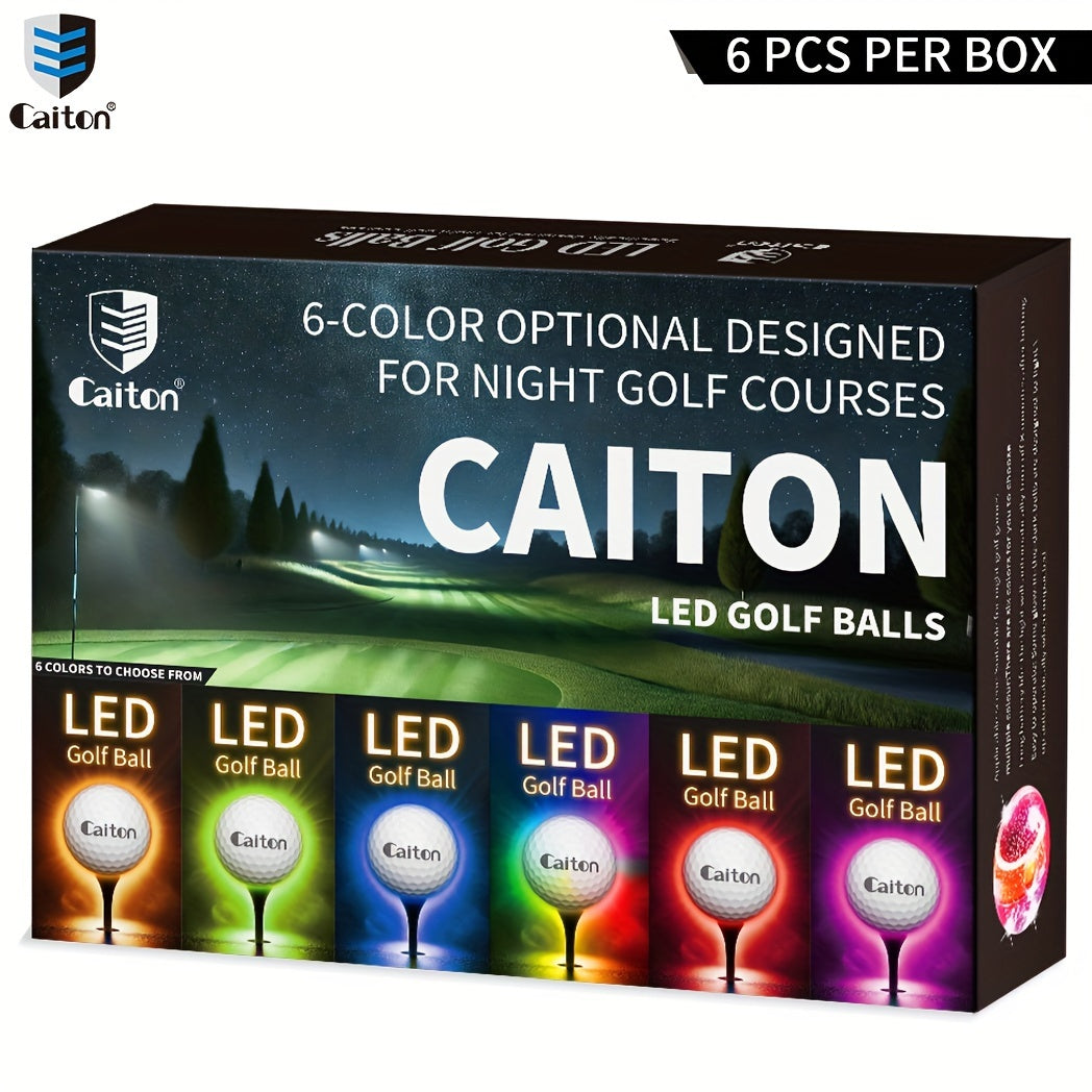 Caiton – Pack de 6 balles de golf LED avec capteur | Balles de golf lumineuses | Pour le golf de nuit, les fêtes et les idées de cadeaux