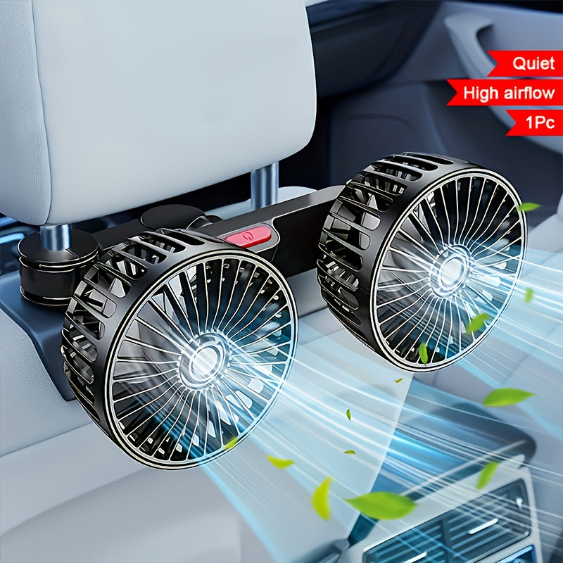 Ventilateur de Voiture Portable Double – 5 Lames Rotatif à 360° Ultra-Silencieux