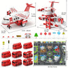 AdventurePlay Avion & Camions de Pompiers Ensemble de Jeu - Piste de Course et Garage pour Enfants