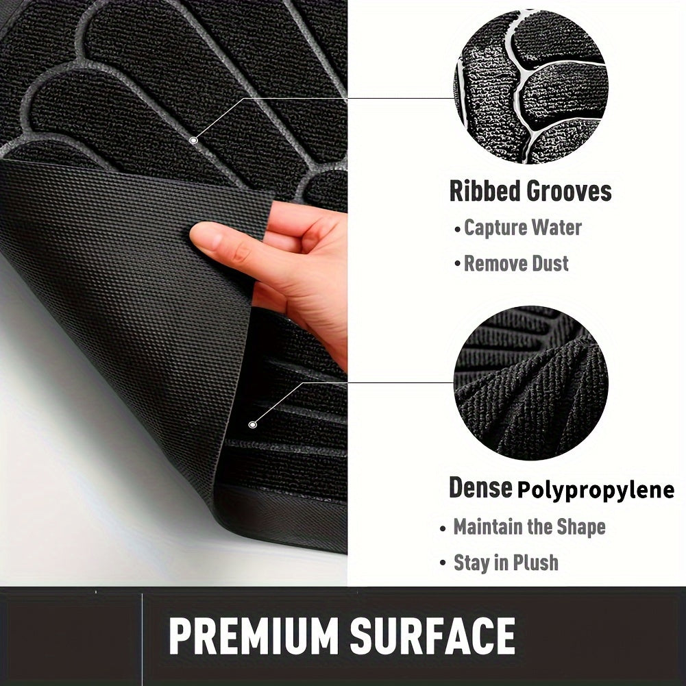 Tapis de Porte en Caoutchouc Durable - Design Demi-Rond pour Intérieur et Extérieur