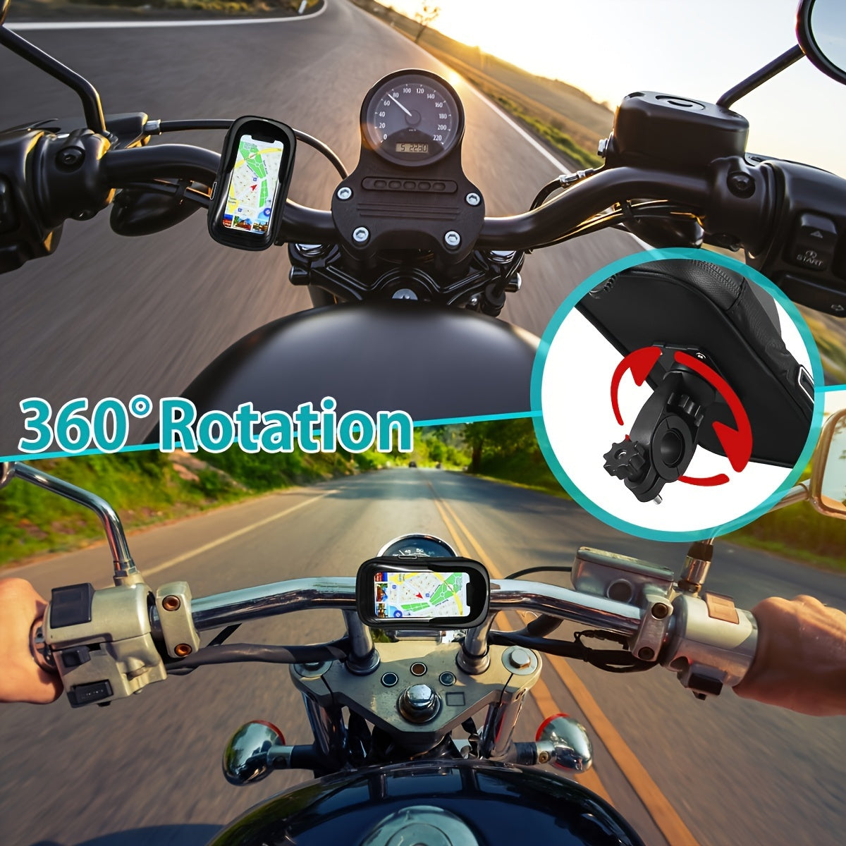 Support de Téléphone Étanche pour Vélo et Moto – Sac de Guidon avec Option de Rotation à 360°