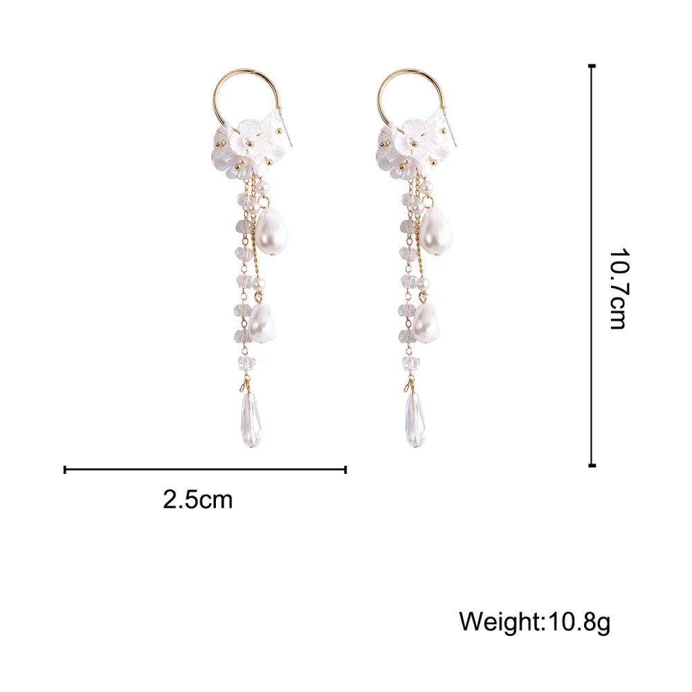 Boucles d'oreilles bohémiennes avec perles et cristaux