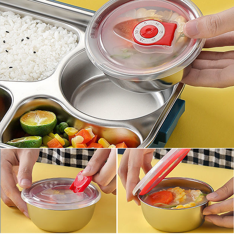 Boîte à lunch en acier inoxydable avec 4 compartiments | Boîte à lunch en acier inoxydable avec 4 compartiments