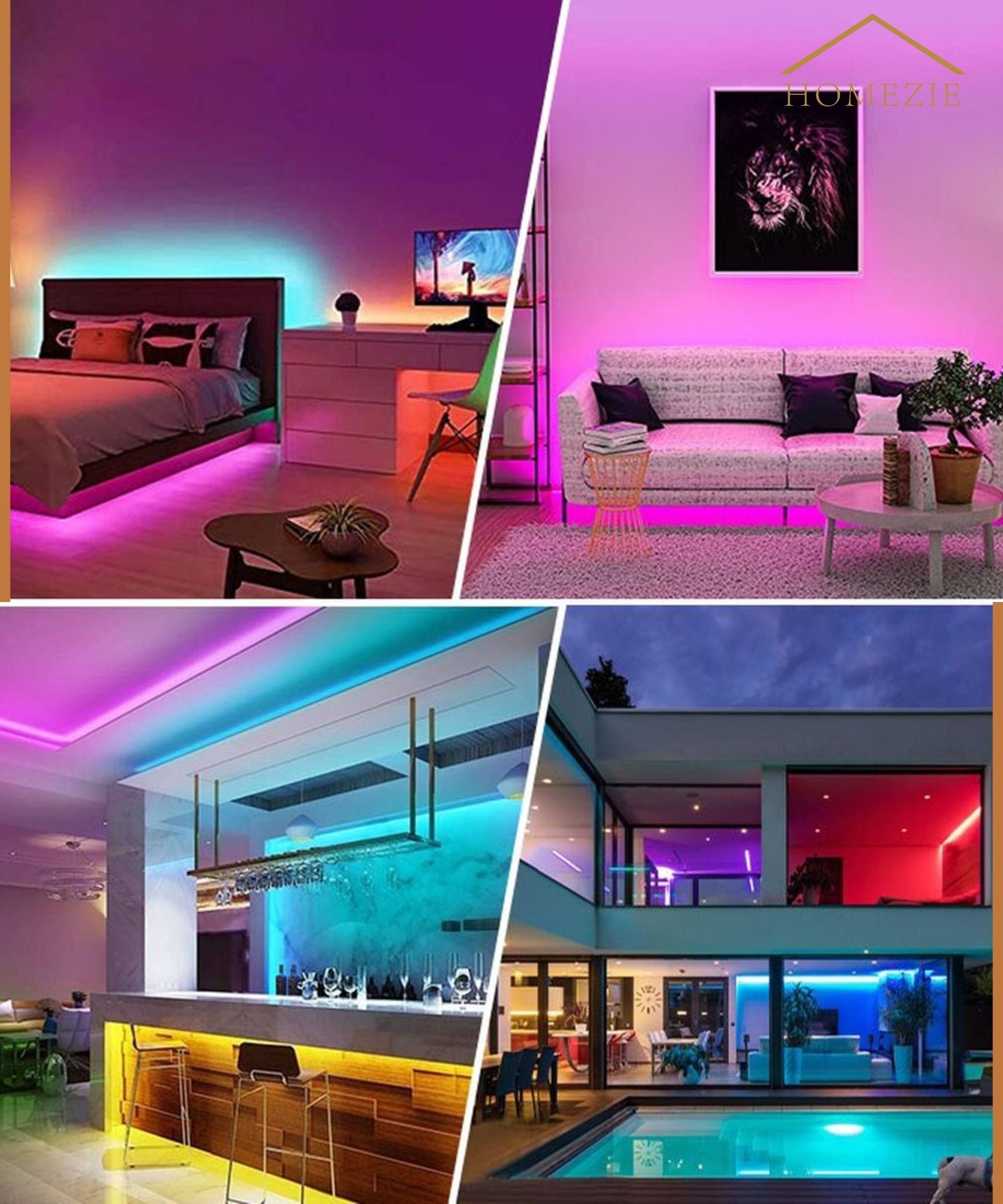 Bande LED Smart Glow | Éclairage LED néon Bluetooth avec diodes à faible consommation d'énergie et installation facile