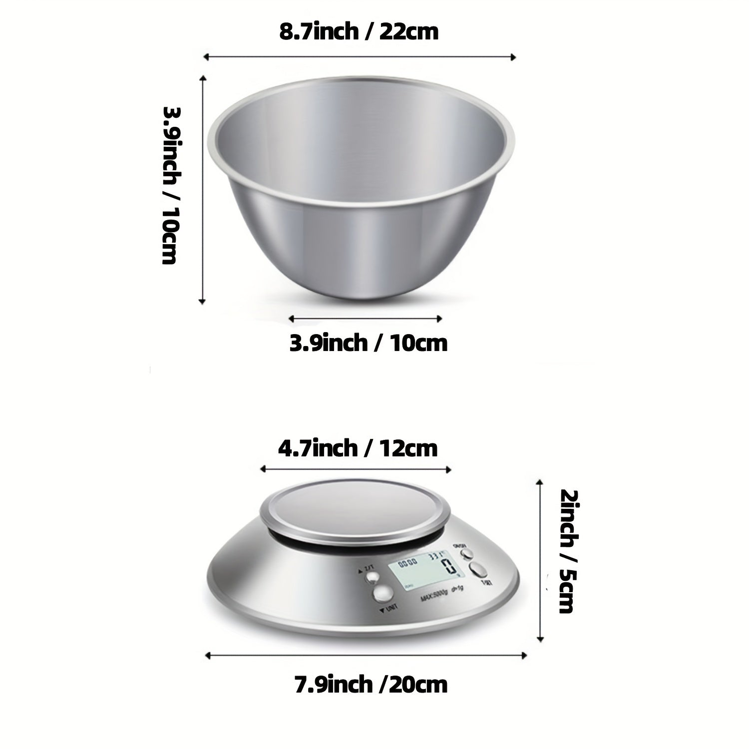 Balance de Cuisine Numérique avec Plateau en Acier Inoxydable – Précision avec Capteur de Température et Fonction Minuteur pour la Pâtisserie et la Cuisine