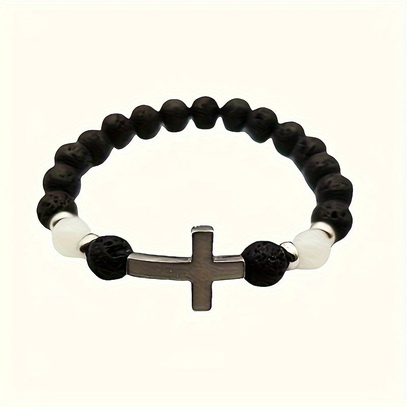 Bracelet Kralen Lumineuse dans le Noir avec Croix - Pour un Style Unique