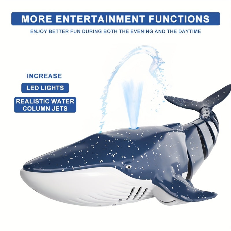 1:18 échelle RC requin baleine avec rotation à 360°, flexibilité à 180°, lumière LED éclaboussante, contrôle de croisière programmable - rechargeable par USB, idéal pour les jeunes pour jouer en été et comme cadeau d'anniversaire