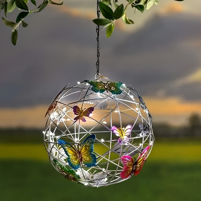 Lanterne à Boule Papillon Solaire LuxeGlow | Lumière de jardin LED enchanteresse pour une ambiance extérieure captivante