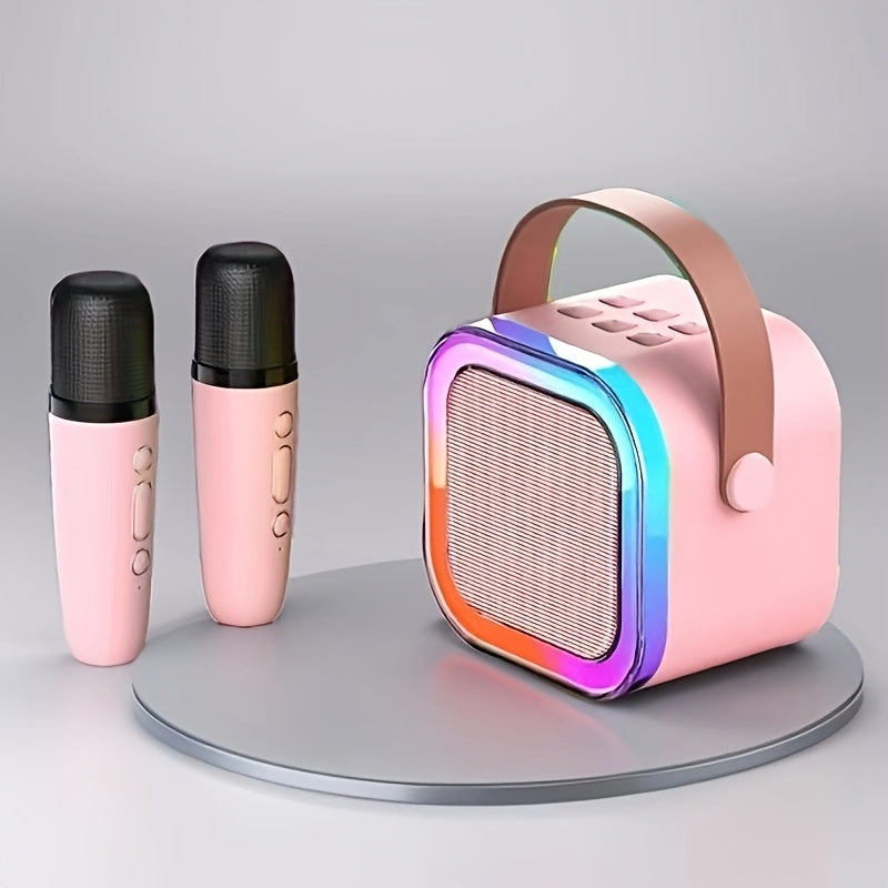 Système de haut-parleur de karaoké portable mini KaraokeLux | Élevez vos soirées à domicile avec des micros sans fil et des lumières disco LED éblouissantes, parfait pour offrir !
