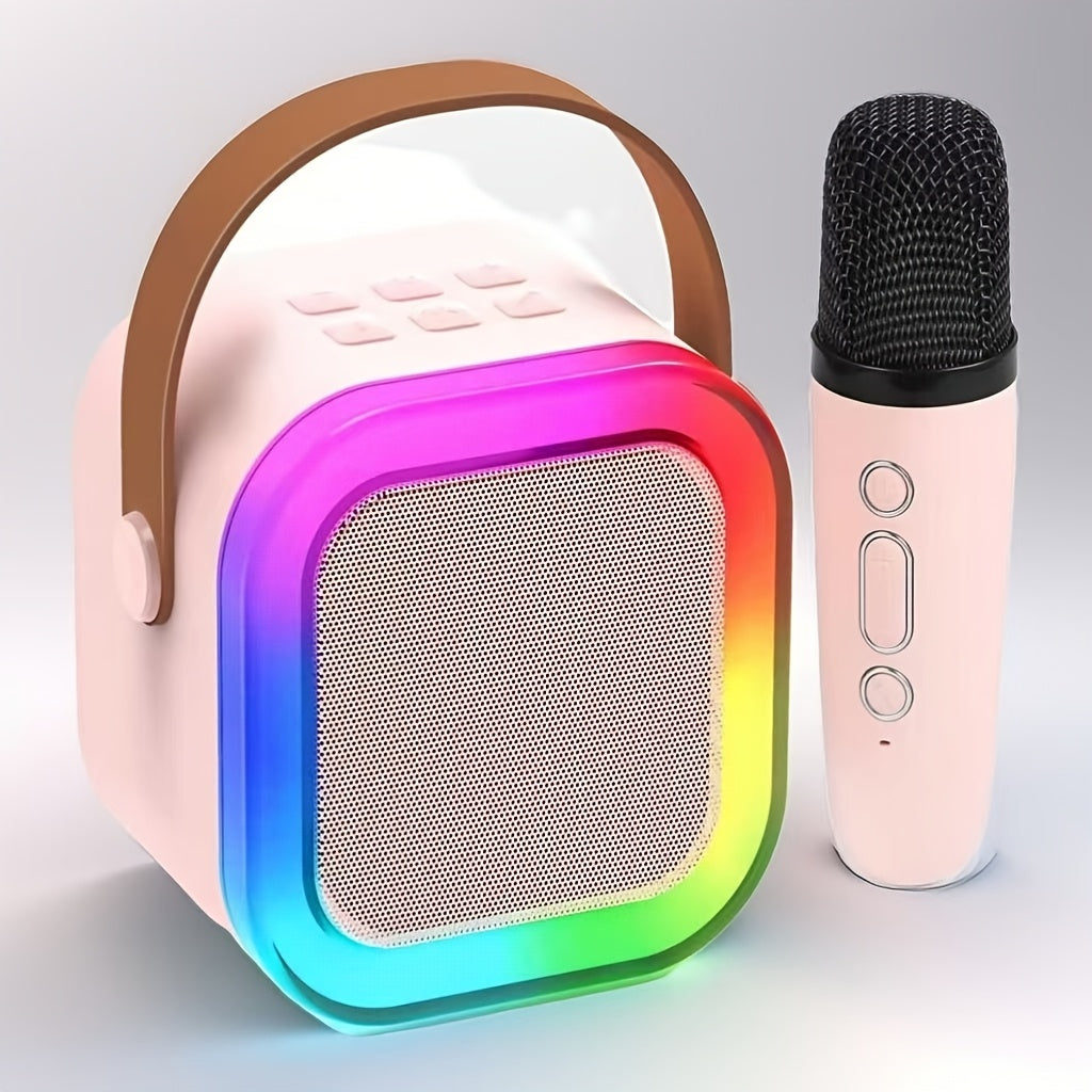 Système de haut-parleur de karaoké portable mini KaraokeLux | Élevez vos soirées à domicile avec des micros sans fil et des lumières disco LED éblouissantes, parfait pour offrir !