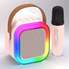 Système de haut-parleur de karaoké portable mini KaraokeLux | Élevez vos soirées à domicile avec des micros sans fil et des lumières disco LED éblouissantes, parfait pour offrir !
