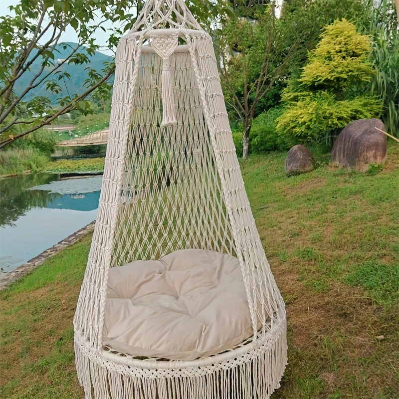 Fauteuil Suspendu Tissé à la Main BohoSwing – Ambiance Bohémienne Détendue