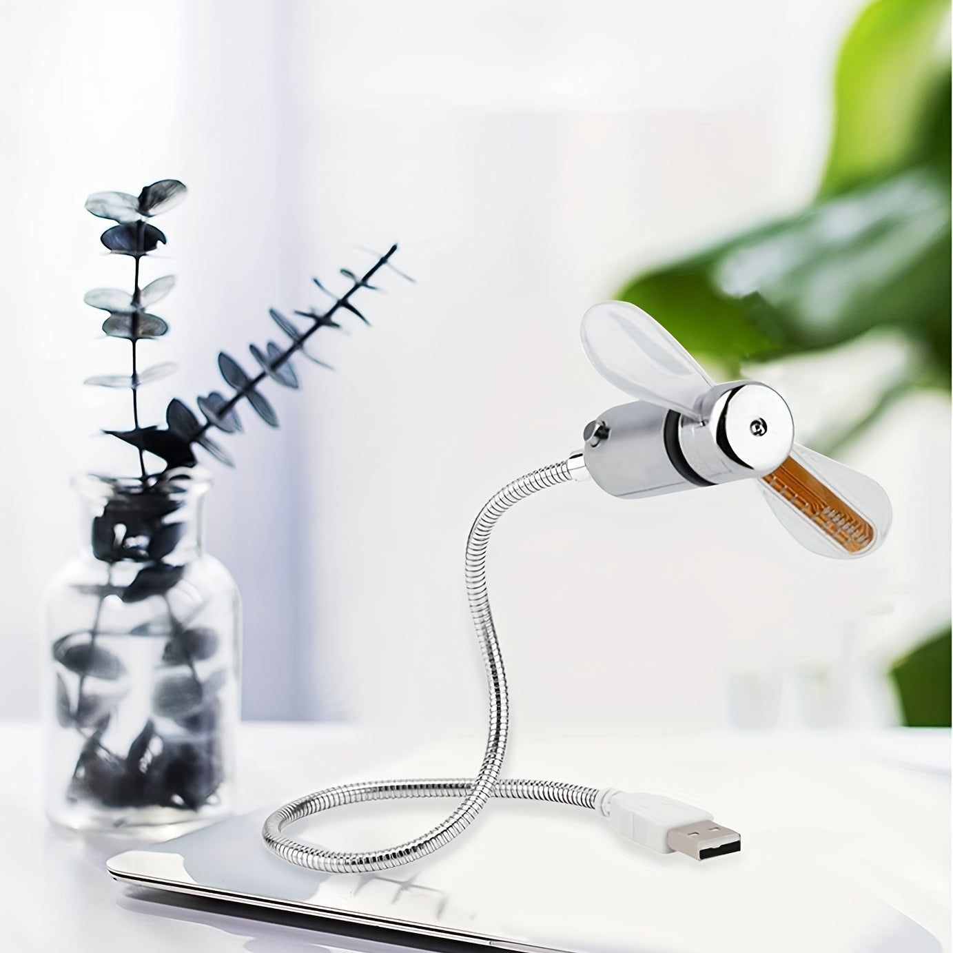 Ventilateur Horloge LED USB Portable avec Affichage de l'Heure