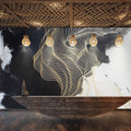 Grandes Murales Uniques pour Mur d'Accent Classique Chinois Soleil et Montagne et Treillis, Taille Personnalisée Disponible