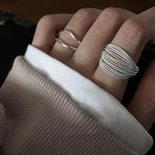 Bague en Argent Ajustable avec Détail Vintage – Seléna