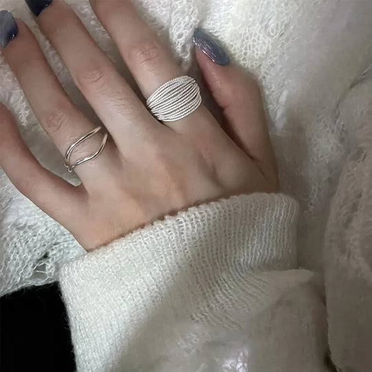 Bague en Argent Ajustable avec Détail Vintage – Seléna
