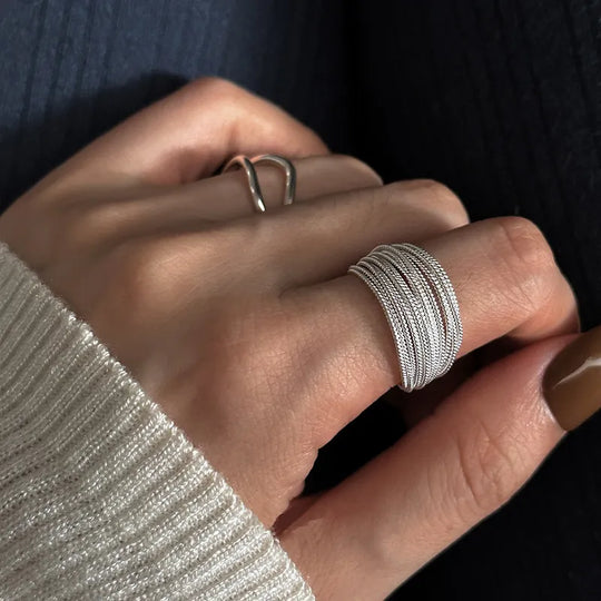 Bague en Argent Ajustable avec Détail Vintage – Seléna