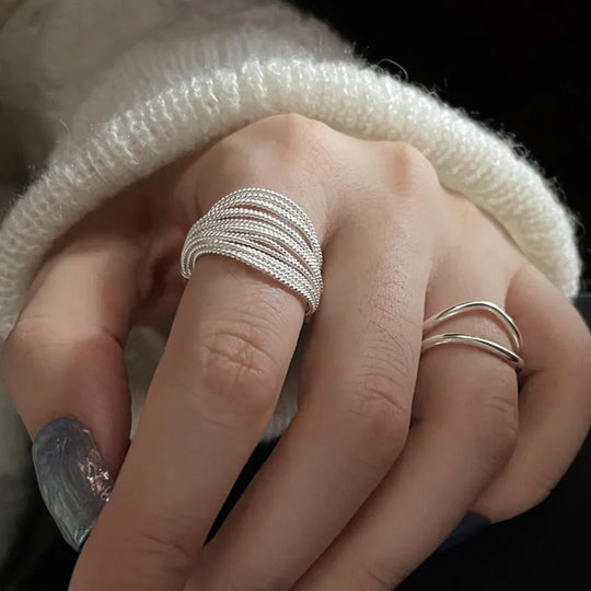 Bague en Argent Ajustable avec Détail Vintage – Seléna