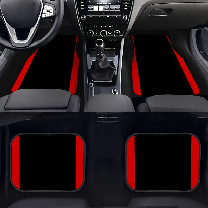 Tapis de sol en polyester avec rayures verticales rouges – Antidérapants et lavables pour tous les véhicules
