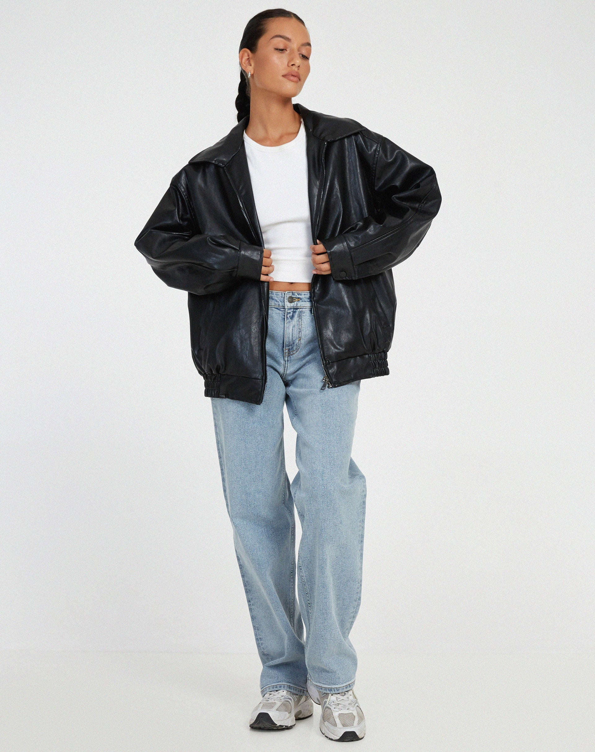 Veste en cuir oversize Los Leren pour femmes – Yara