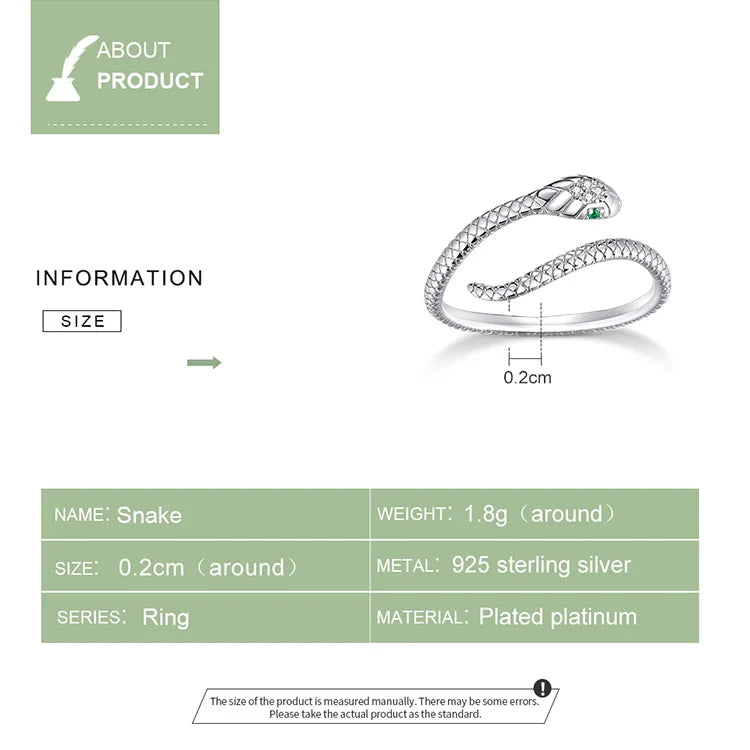 Bague en reptile en platine argenté