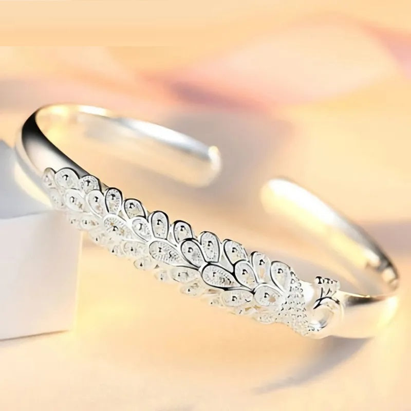Bracelet en argent sterling avec charme paon