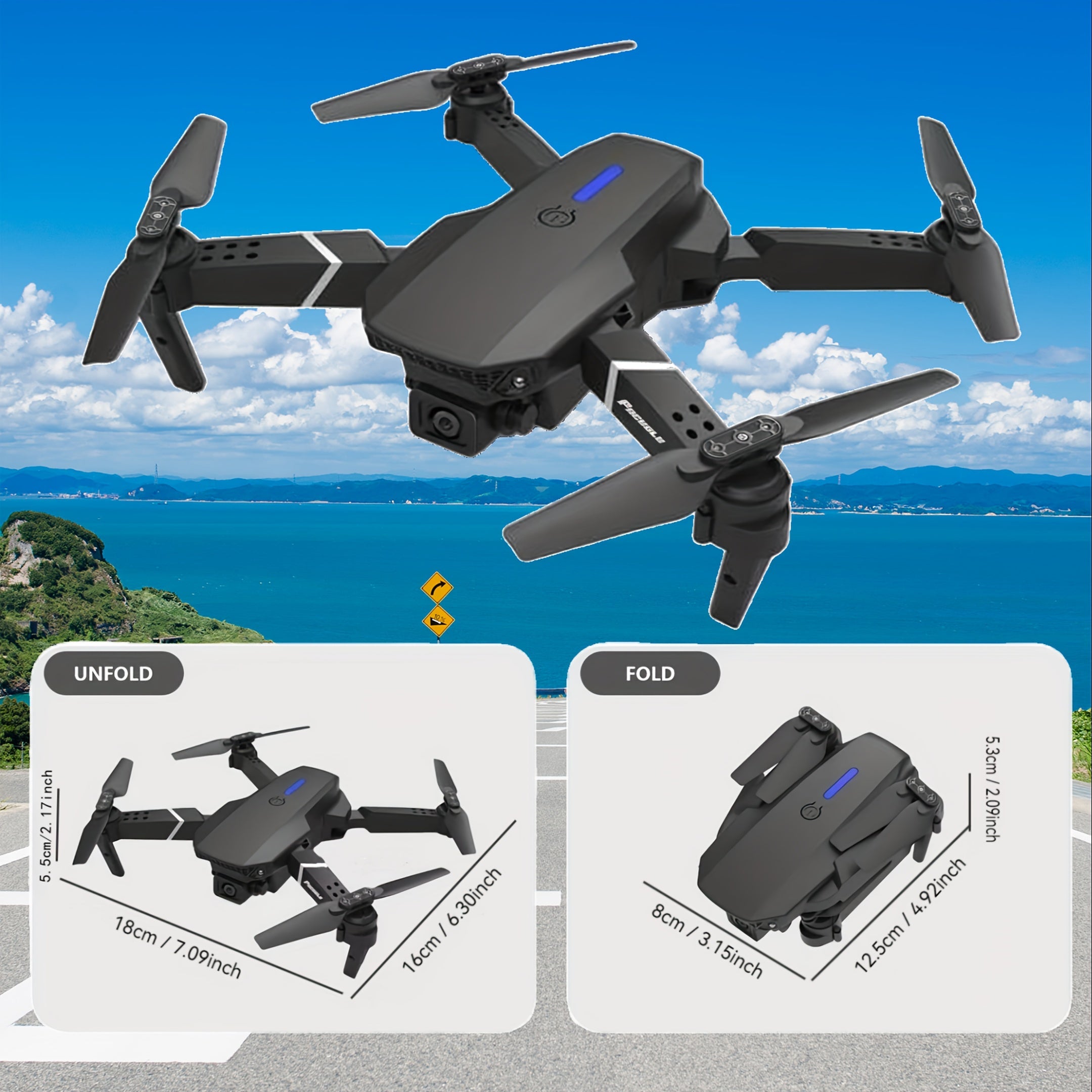 Drone E88 avec Double Caméra – Quadcopter Pliable avec Maintien de Hauteur