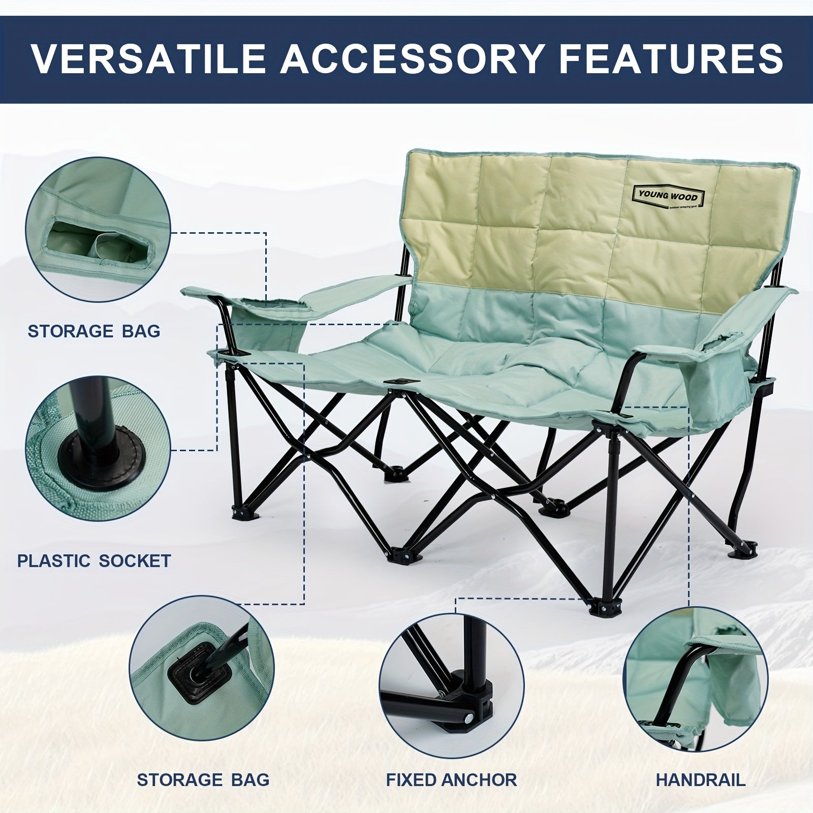 CampEase Fauteuil de Camping Loveseat – Confort Luxueux pour Deux