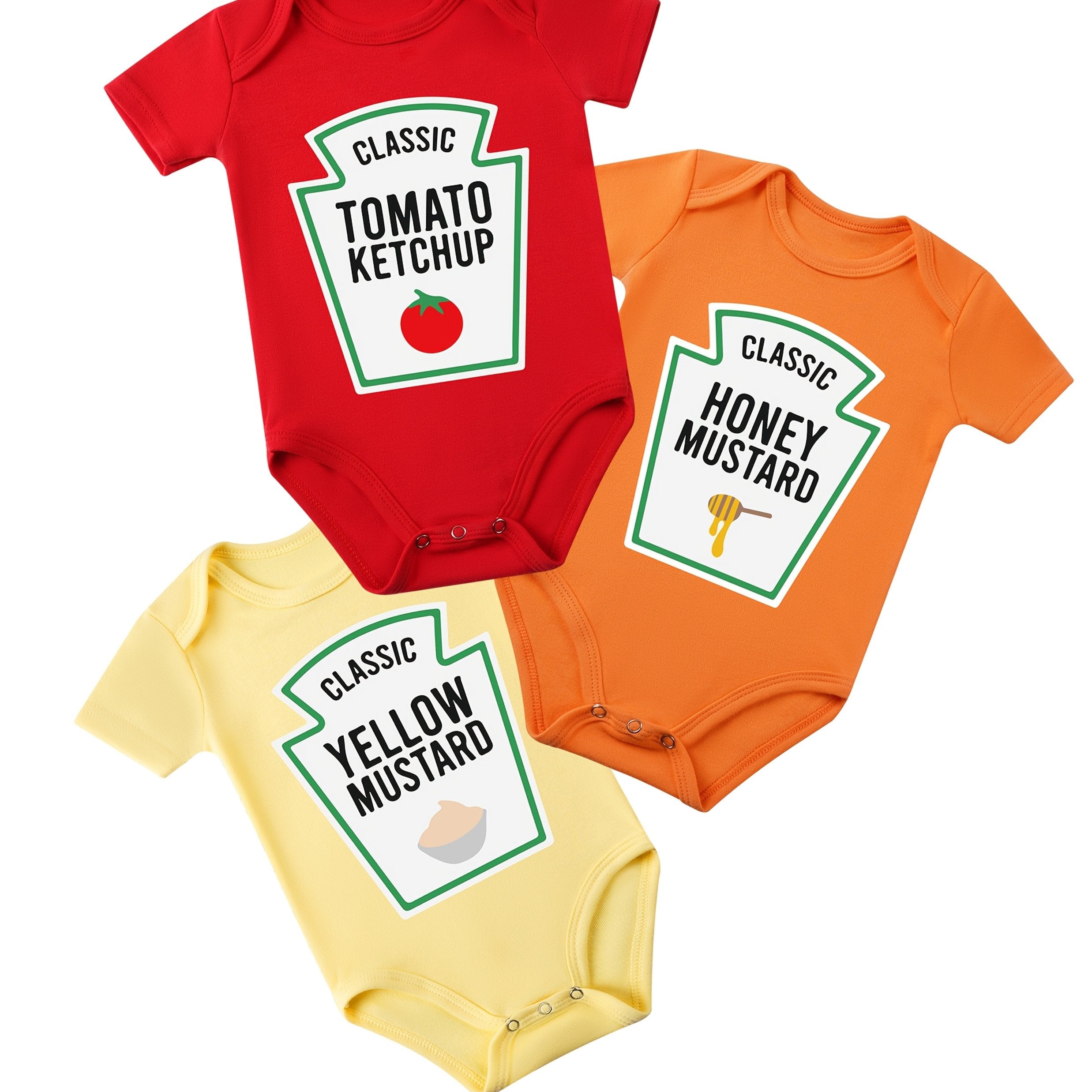3-Pack Bodies Bébé – Coton Doux avec Impressions Alimentaires Ludiques