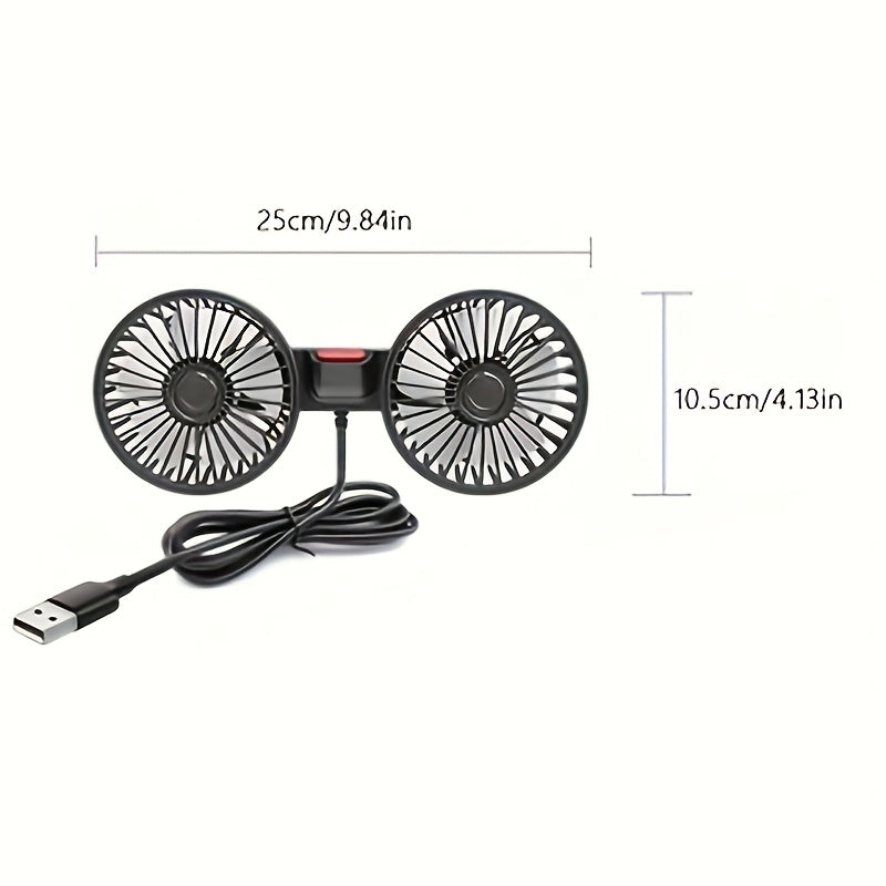 Ventilateur de Voiture Portable Double – 5 Lames Rotatif à 360° Ultra-Silencieux
