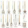 SilkChef Ensemble d'Ustensiles en Silicone de Luxe | Ustensiles de cuisine antiadhésifs et sécurisés avec manches en bois, modernes et lavables