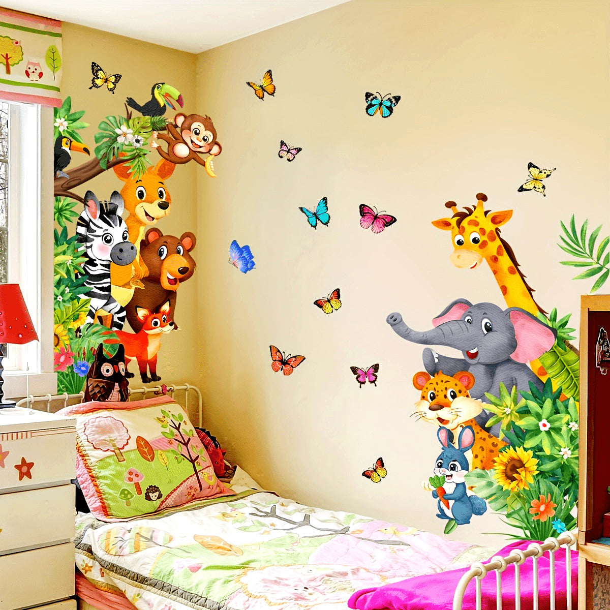 Autocollants Muraux d'Animaux Colorés - Plaisir de Jeu pour les Enfants
