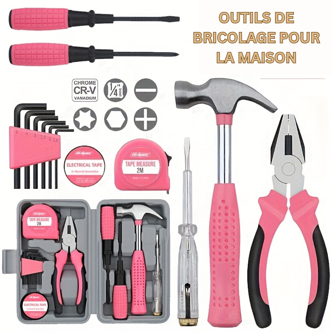 RegalCraft Luxe Ensemble d'Outils | Outils manuels essentiels pour des projets DIY élégants et l'entretien des véhicules