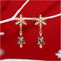 SNOWGLINT – Boucles d'oreilles en flocon de neige élégantes et dorées pour un éclat festif