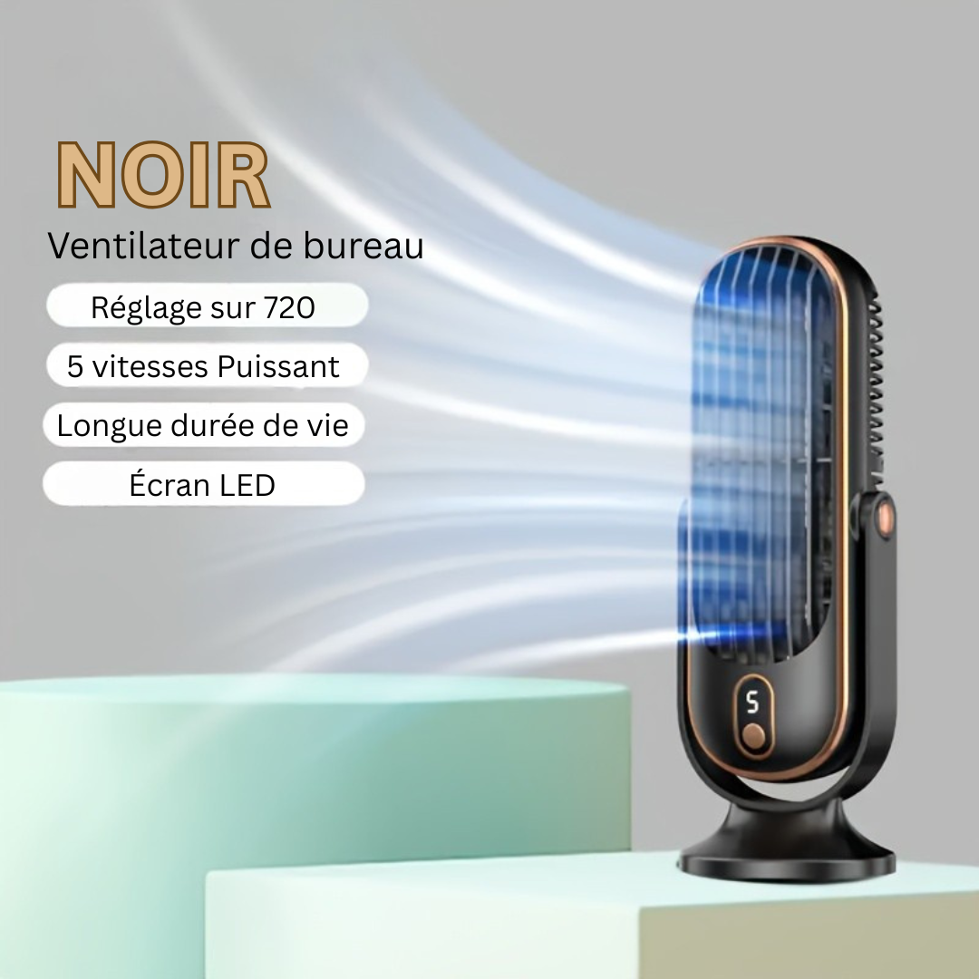 Ventilateur de Refroidissement AeroLux Elite | Double Moteur, Rotation à 720°, Rechargeable par USB & Ultra Silencieux pour un Confort Ultime Partout