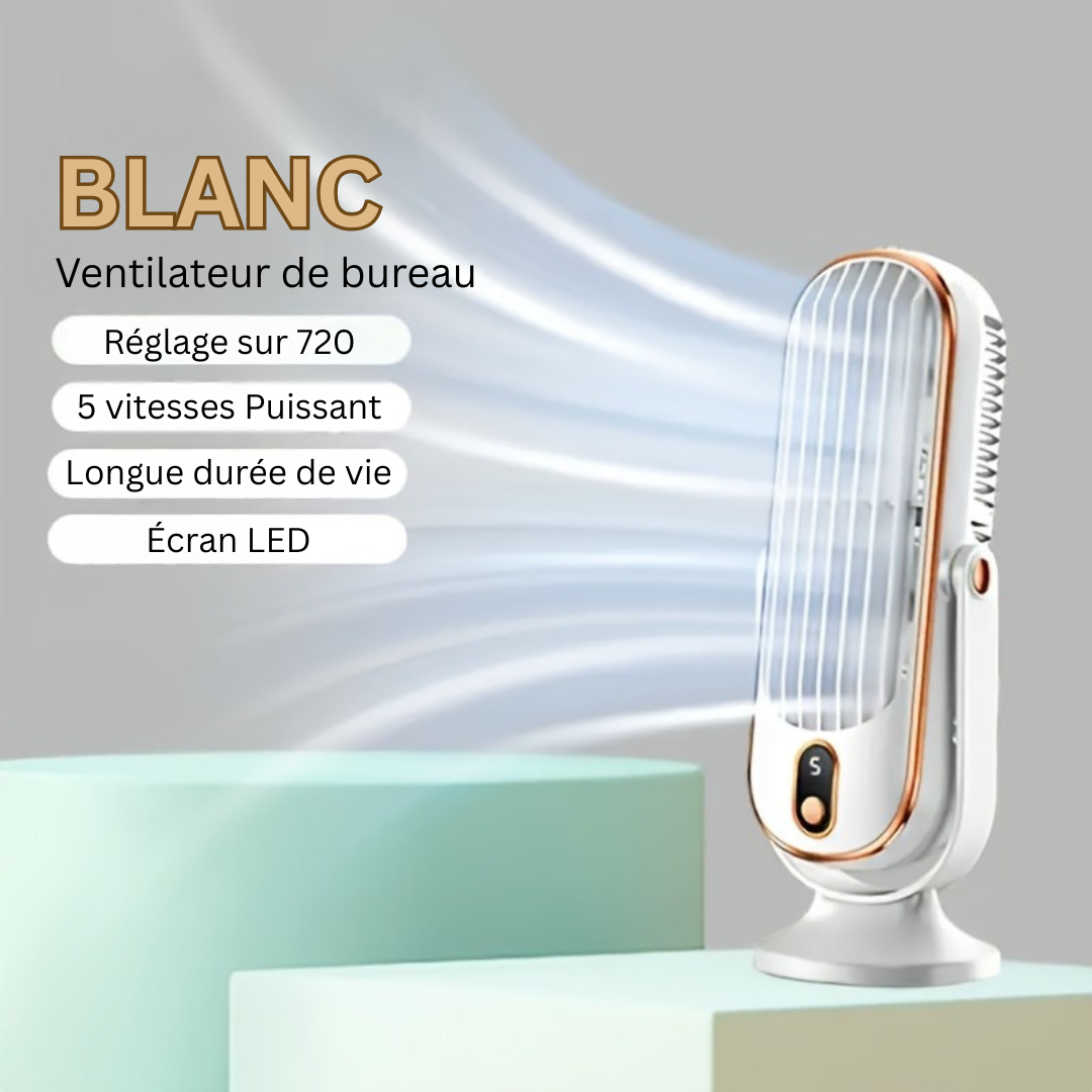 Ventilateur de Refroidissement AeroLux Elite | Double Moteur, Rotation à 720°, Rechargeable par USB & Ultra Silencieux pour un Confort Ultime Partout