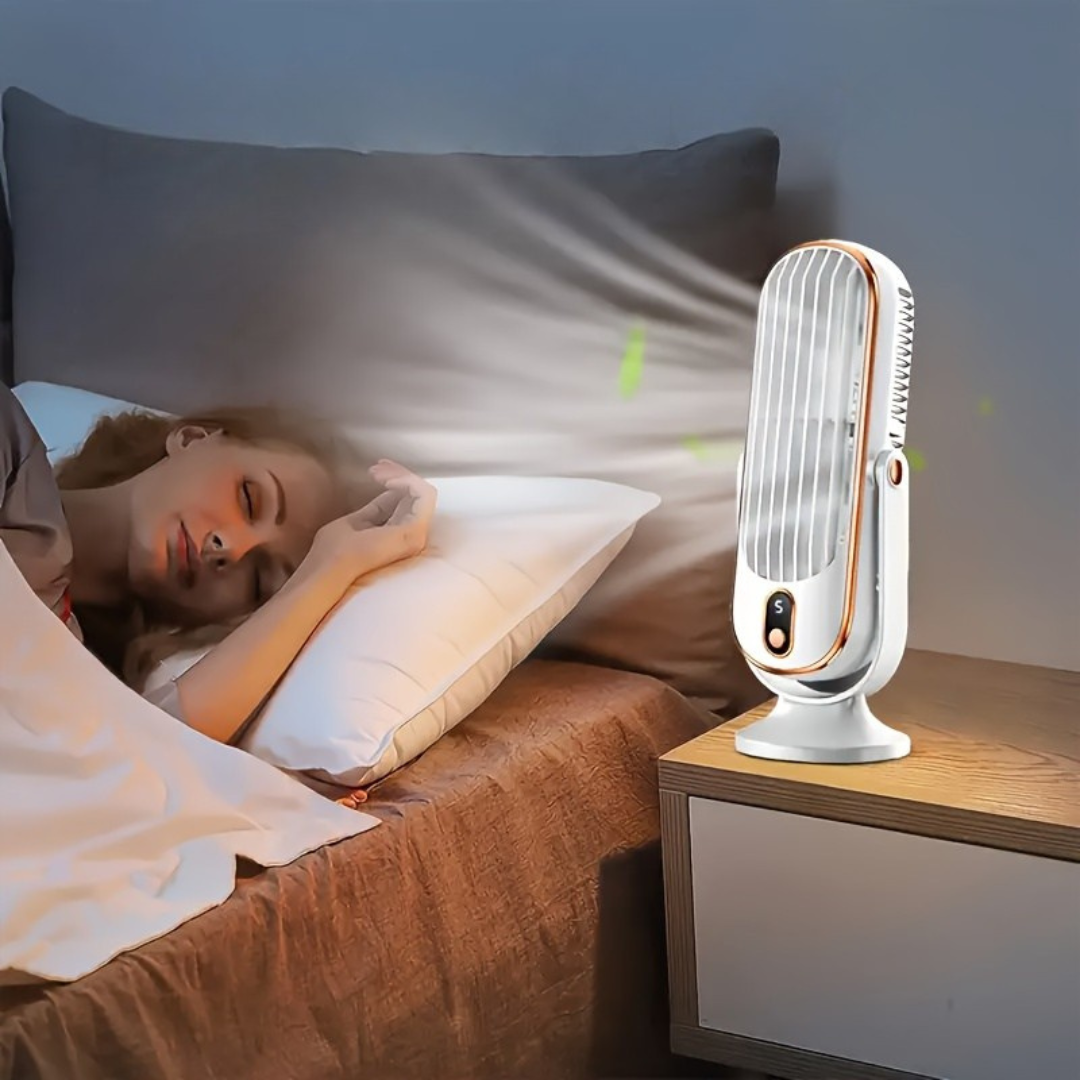 Ventilateur de Refroidissement AeroLux Elite | Double Moteur, Rotation à 720°, Rechargeable par USB & Ultra Silencieux pour un Confort Ultime Partout