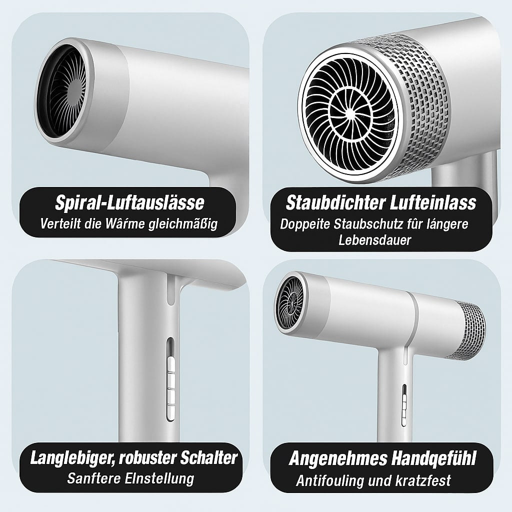 AeroDroog – Sèche-cheveux professionnel avec technologie ionique | Rapide & Doux pour les cheveux