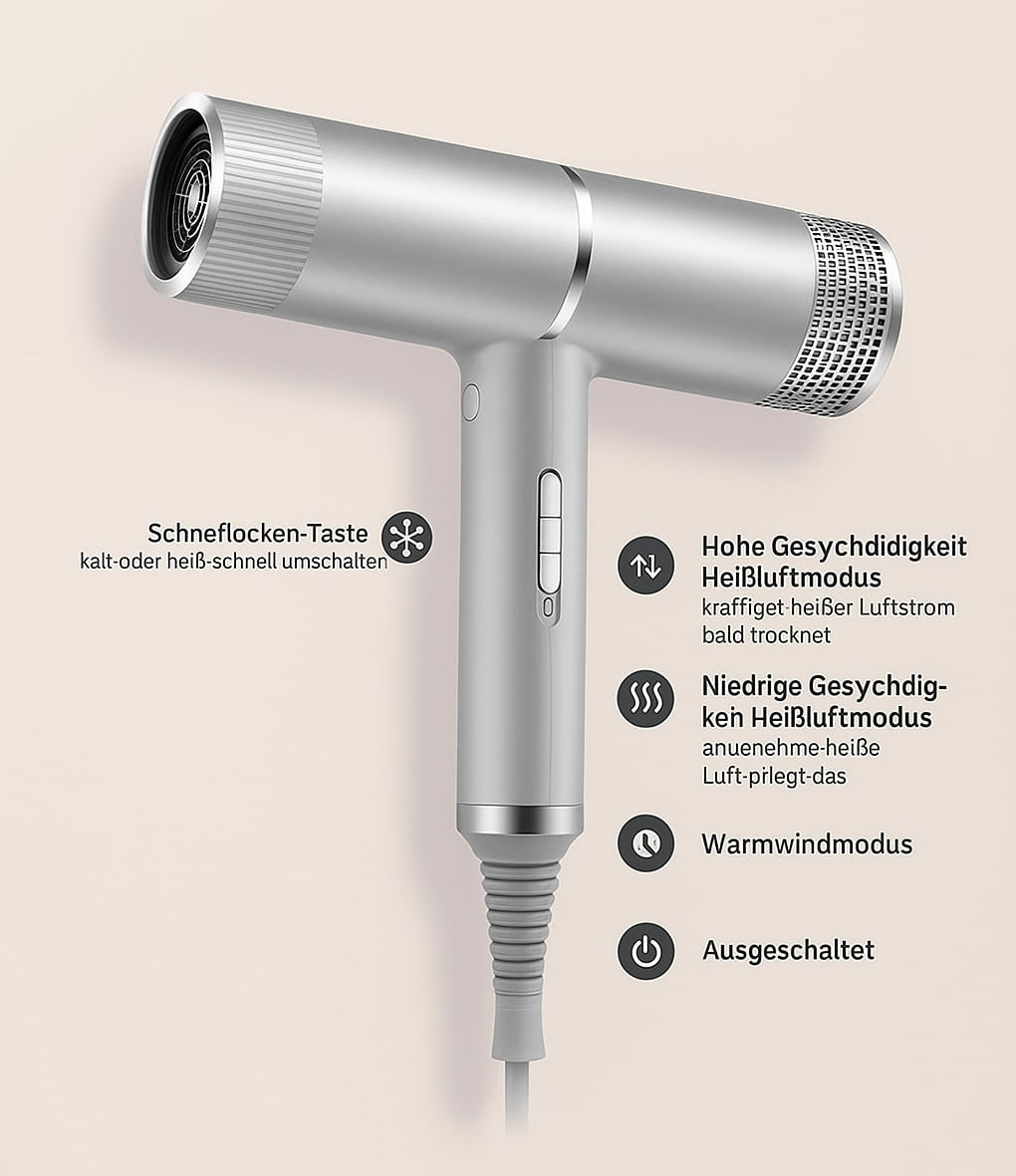 AeroDroog – Sèche-cheveux professionnel avec technologie ionique | Rapide & Doux pour les cheveux