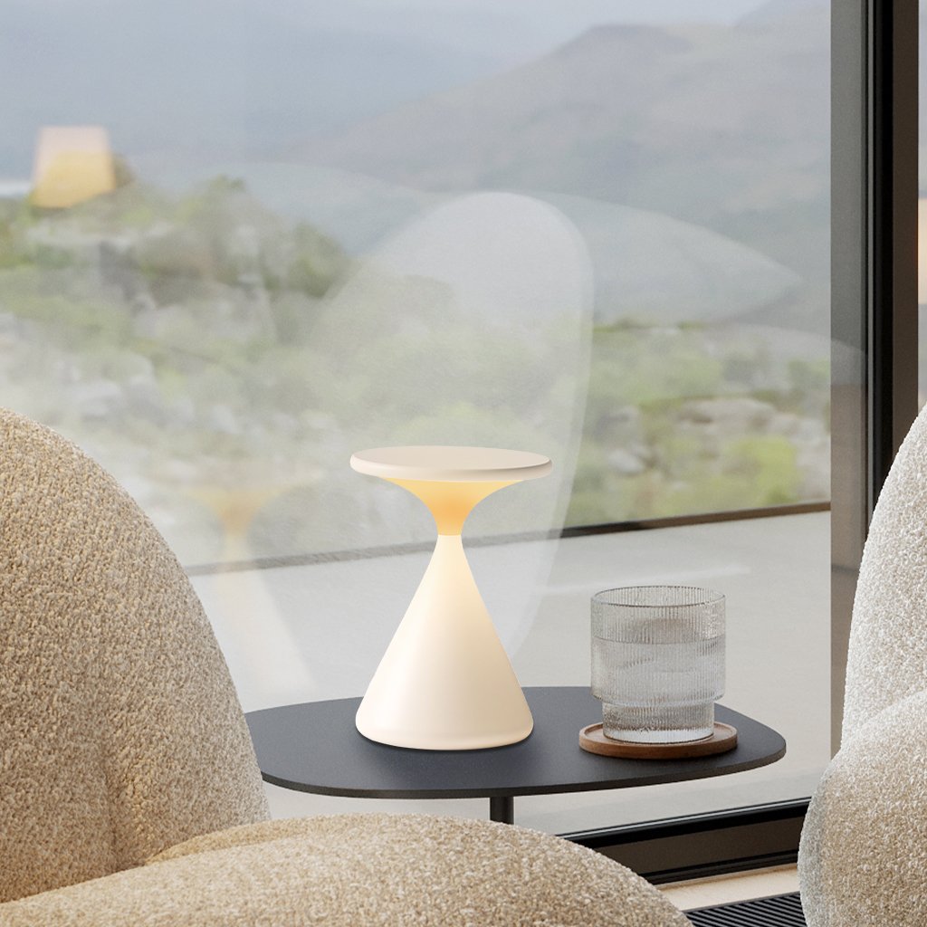 Aeron Hourglass Lampe de Table LED Dimmable – Élégante et Sans Fil